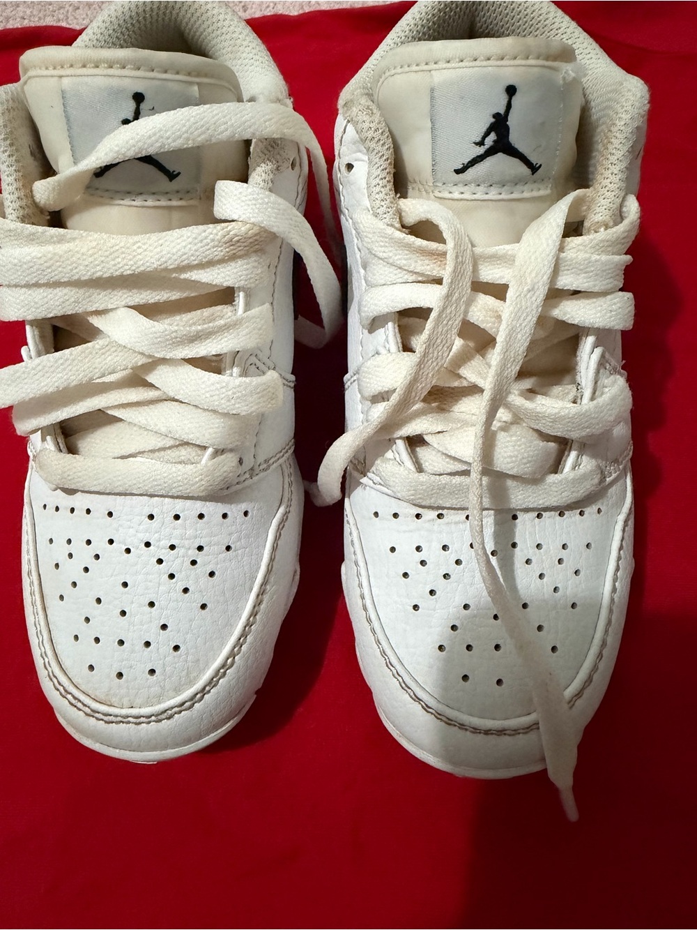 Jordan Kids White Low-Top Sneakers with Black Jumpman
